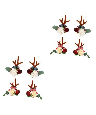 FRCOLOR 4 Pairs Reindeer Antler Hair Clip Christmas Horn Christmas Hair Bow Christmas Reindeer Hairpin Hair Clips for Kids Christmas Hair Decorations Miss Antler Hairpin Double Sided
