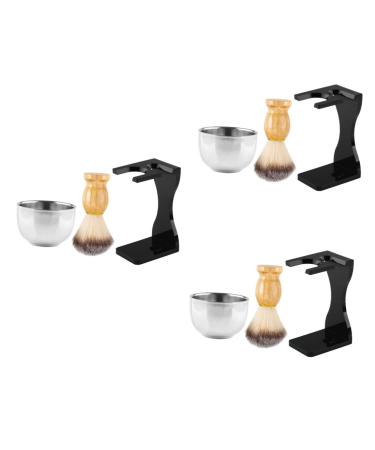Minkissy 3 sets of shaving soap razor foam brush roofs shaving brush shaving razor soap set facial shaving brush set you have to shave metal bracket man acrylic