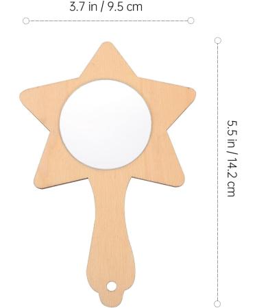 ARTIBETTER 10pcs DIY Wood Star Mirrors - Kids Handheld Makeup Mirror Craft Kit - Light Brown 14.2X9.5cm - Buy Online on GoSupps.com