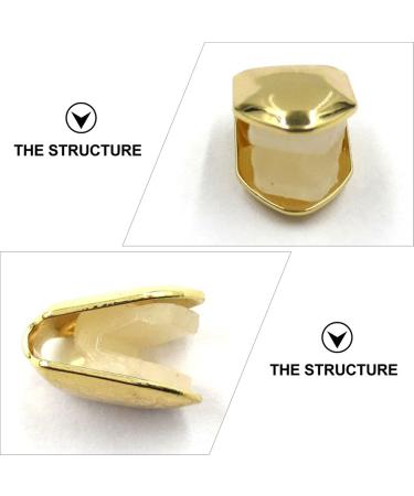 2pcs Golden Single Tooth Fangs Hip Hop Grills Set - Top & Bottom Dental Veneers - Buy Online on GoSupps.com