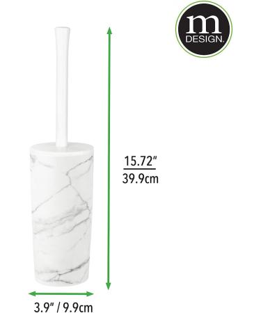 mDesign Slim Plastic Toilet Bowl Brush and Holder Set - Modern Compact Storage Organizer Cleaner Scrubber for Bathroom - Heavy Duty Cleaning Plunger - Aura Collection - Buy Online on GoSupps.com