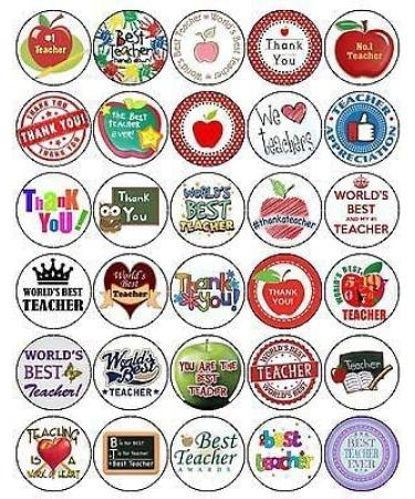30 THANK YOU BEST TEACHER PREMIUM 4CM MIXED RICE PAPER CUP CAKE TOPPERS D1 - Buy Online on GoSupps.com