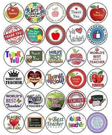 30 THANK YOU BEST TEACHER PREMIUM 4CM MIXED RICE PAPER CUP CAKE TOPPERS D1