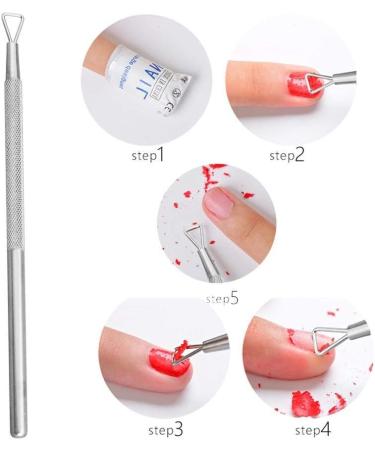 1Pcs Stainless Steel Nail Gel Polish Remover Triangle Stick Rod Cuticle Pusher Art Tools with PU Bag Comfortable and Environmentally - Buy Online on GoSupps.com