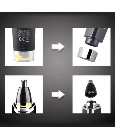 KouRy Portable Hair Repairer & Waterproof Stainless Steel Nose & Ear Hair Trimmer - Black | International Shipping - Buy Online on GoSupps.com