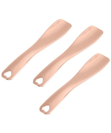Skin Care Tools 3Pcs Makeup Spoon Spatulas Beauty Scoop Metal Cosmetic Spatula Cosmetic Skin Care Tool for Facial Cosmetic Face Eye Cream Makeup Spatulas Massage Roller Rose Gold