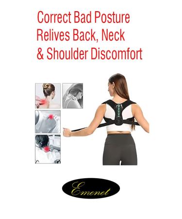 Emenet Posture Corrector Trainer for Women and Men - Adjustable Back Brace for Hunchback Hump Correction and Neck Pain Relief - Size L with Storage Bag - Buy Online on GoSupps.com