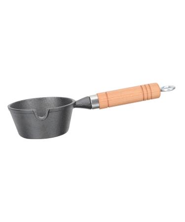 Milisten Small Iron Pot Small Oil Heating Pans Coffee Creamer Ceramic Nonstick Pan Home Supplies Milk Non Stick Cooking Utensils Cast Iron Pan Japanese-Style Insulation Pot Wooden Assorted Color 28.00X11.00X5.00CM