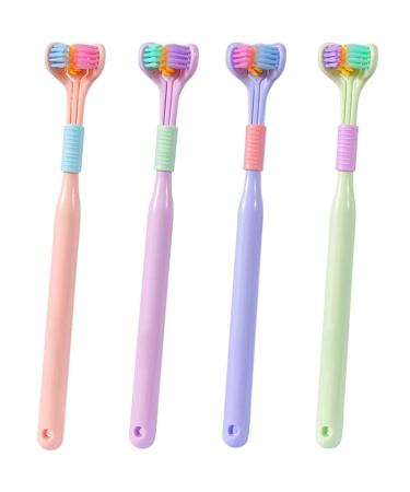 Three-Sided Toothbrushes Soft Bristle V-Shaped Toothbrush Non-Slip Cleaning Toothbrush Manual Toothbrush for Adults (4 Pack)