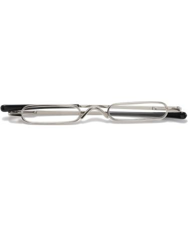 KoKoBin Mini Slim Reading Glasses - Unisex Spring Hinge Metal Visual Aid +2.50 with Case - Silver Color for Enhanced Clarity - Buy Online on GoSupps.com