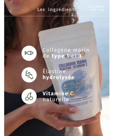 Marine Collagen Powder Type 1-3 & Vitamin C | Pear Flavor | Anti-Aging & Anti-Wrinkle | 150g | 1 Month Treatment | Made in France | Valebio - Buy Online on GoSupps.com
