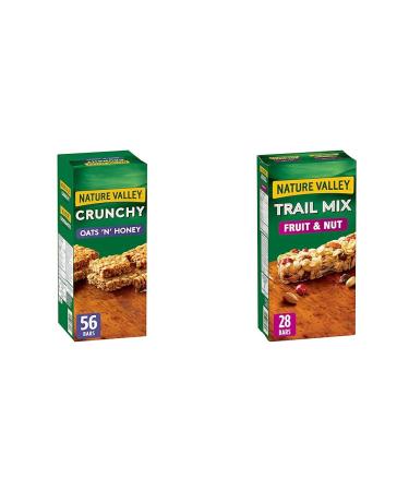 Nature Valley Crunchy Oats 'n' Honey Granola Bars & VALUE PACK - Trail Mix Fruit & Nut Chewy Granola Bars 28 Bars 980 grams