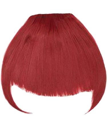 Clip in Bangs Fringe Hair Extensions Full Neat Front Bangs Extension Hair 2 Clips on Bangs Hairpieces Accessories for Women Dark Red - Buy Online on GoSupps.com
