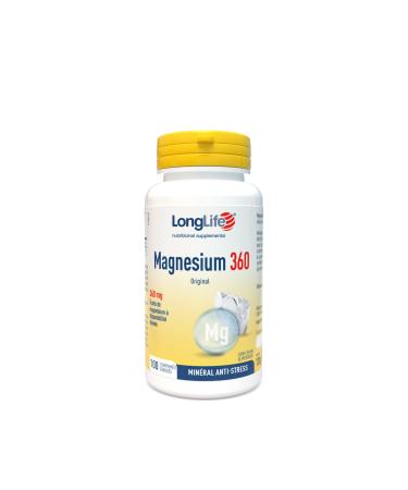 LongLife Magnesium 360 | High Dosage 360mg per tablet | 5 High Bioavailability Magnesium Salts | Adult Stress Relief Mineral | 100 Day Treatment | Gluten Free & Vegan