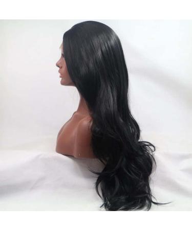 Sylvia 1B# Natural Black Long Wavy Synthetic Lace Front Wig | Heat-Resistant Fiber for Black Women - Shop Internationally - Buy Online on GoSupps.com