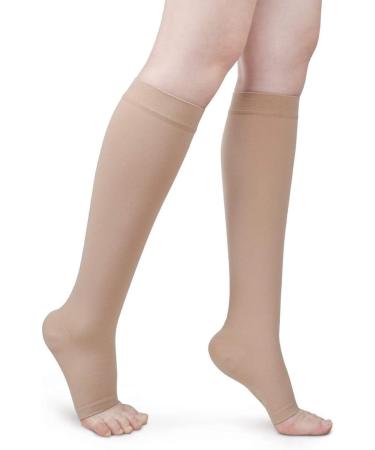Eurobuy Open Toe Stockings - 23-32 mmHg Varicose Vein Calf Sleeves | Skin Tone Options for Comfort & Style - Buy Online on GoSupps.com