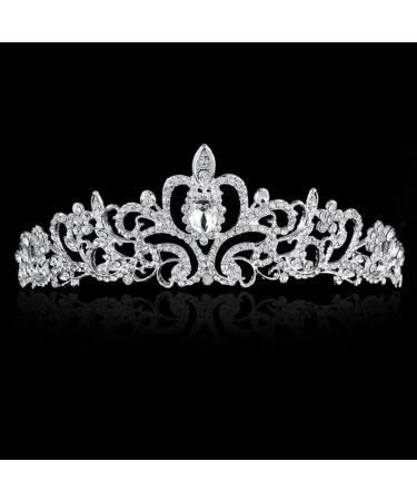 Silver Crystal Tiara for Women - Princess Crown for Bridal Wedding, Prom, Cosplay, Halloween - Hair Accessories - Buy Online on GoSupps.com