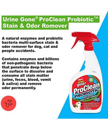 Urine Gone ProClean Stain Remover & Odor Eliminator - Probiotic Multi Surface Cleaner 20 Fl Oz (3 Pack) - Buy Online on GoSupps.com