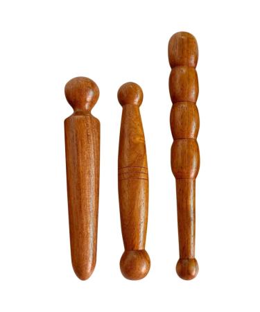 Gleavi 3st foot massage device Point massage device Thai massage massage sticks made of wood massage board made of wood reflex zone massage tools trigger point stick red pear massage pencil neck