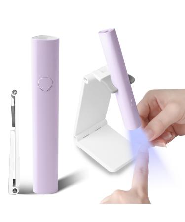UV Light for Gel Nails Handheld UV Lamp for Gel Nails Led Nail Lamp Mini Portable Cordless Rechargeable Flash Cure Lamp for Gel Nails with Stand Salon Home DIY (Purple)