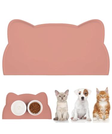 Womlex bowl pad dog cats dog bowl underlay Catznapf surface made of silicone dogs cats feed mat waterproof and non -slip cat head shape (pink 44x25cm) pink 44x25cm