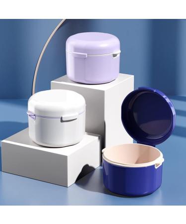 Binqilin Portable Denture Box for Artificial Teeth - Blue Storage Container with Sieve Basket for Cleaning & Bathing - Ideal for Soft Dentures - Buy Online on GoSupps.com