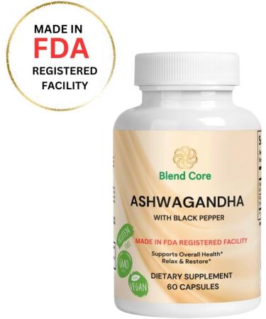 Blend Core Ashwagandha with Black Pepper Ashwagandha Supplements 60 Count Pure Ashwagandha Capsules for Immune Support, Energy Boost Non-GMO Vegan Friendly Ashwagandha Complex - Buy Online on GoSupps.com
