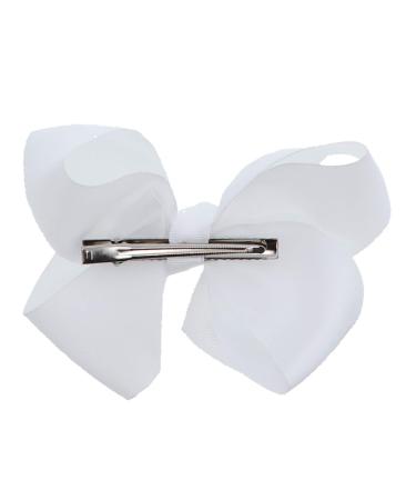 White 5.5 Inch Grosgrain Hair Bow Clip for Women and Girls | Stylish Hair Accessory - Buy Online on GoSupps.com