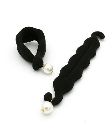 Womens Hair Styling Tools: 2 Pcs Pearl Foam Sponge Donut Bun Maker Clip - DIY Hairstyle Accessories - Buy Online on GoSupps.com