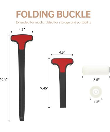 KUMSANITE Lotion Applicator for Back & Body with Folding Long Handle - 2 Foam Rollers, Black - Buy Online on GoSupps.com