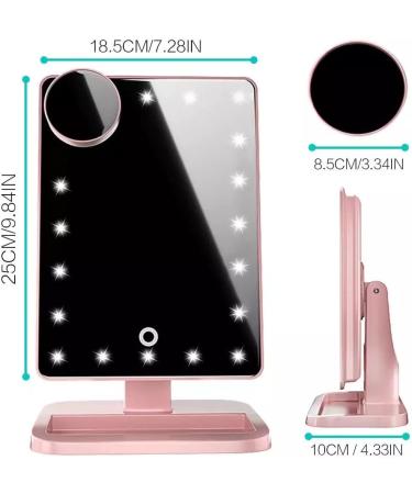 Hansong Vanity Makeup Mirror with Lights Bluetooth 20 LEDs Touch Screen Speaker Rose Gold - Buy Online on GoSupps.com