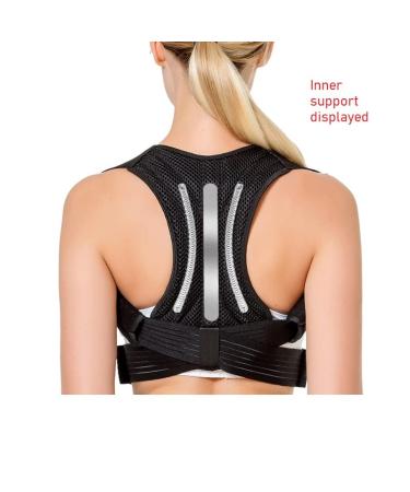 Posture Corrector for Men & Women | Adjustable Upper Back Brace for Pain Relief | Clavicle Support - Size S-L (Medium) - Black - Buy Online on GoSupps.com