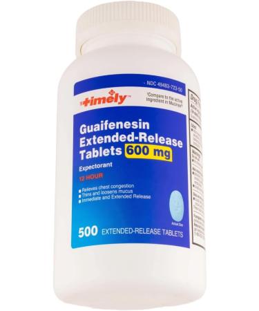 Timely Guaifenesin 600 mg - Extended Release Mucus Relief Tablets for Chest Congestion | 500 Count | Worldwide Shipping - Buy Online on GoSupps.com