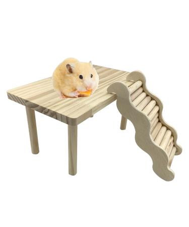 CooShou Small Pet Wooden Platform Hamster Stand Platform with Pillars Rodent Table Climbing Ladder Rat Climbing Chew Toy Cage Accessories for Hamster Gerbil Mice Parrot Bird