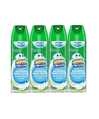 Scrubbing Bubbles Bathroom Grime Fighter Aerosol, Rainshower, 20 Ounces - Pack of 4