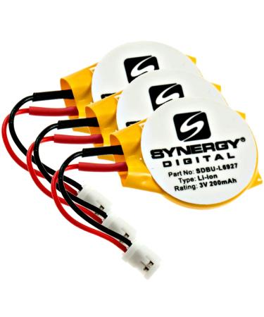 Synergy Digital CMOS/BIOS Batteries Compatible with Sony CR2032-LC1 CMOS/BIOS Batteries (Li-Ion 3V 200 mAh) Set of 3 3-Pack
