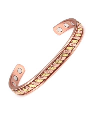 Copper Magnetic Bracelet for Women for Arthritis Pure Copper Jewelry Adjustable Bracelet with 3500 Gauss Magnet (1069GR)
