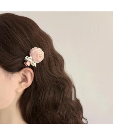 Limtula Cute Flat Clips Hairpin -Style Balletcore Headdress Bunches Accessories Rose Pearls Cute Headdress Pink - Buy Online on GoSupps.com