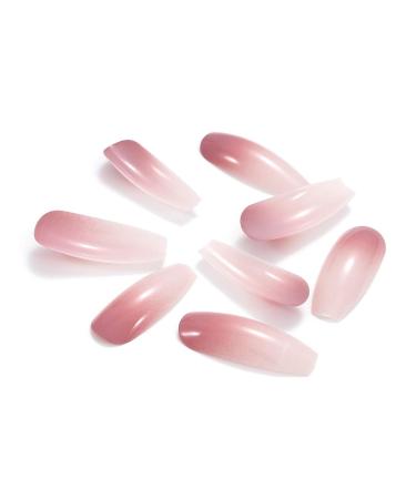Brishow Pink White Gradient Press On Nails | Ballerina Acrylic Full Cover 24 Pieces for Women & Girls - Buy Online on GoSupps.com