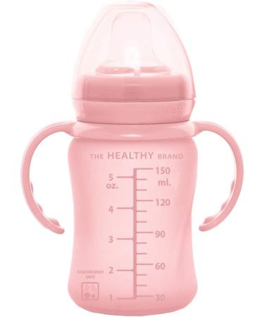 Glass Sippy Cup with Silicone Sleeve & Handles - 150ml Rose Pink for Babies 6m+ - Buy Online on GoSupps.com