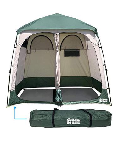 EasyGo Product Shower Shelter  Giant Portable Outdoor Pop UP Camping Shower Tent Enclosure  Changing Room  2 Rooms  Instant Tent  7.5' Tall x 4' Deep x 7.5' Wide, Green