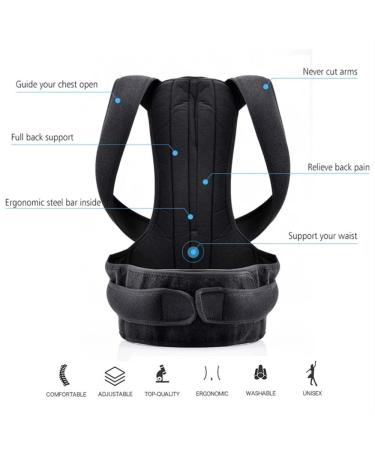 Back Support Posture Corrector For Men & Women Full Back Support Belt Brace Trainer Providing Pain Relief Neck Back Shoulder Posture Spine Corrector - Buy Online on GoSupps.com