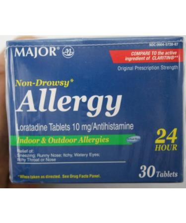 Loratadine 10mg Anthistamine Major Allergy Tablets 3 Boxes 30 Tablets (90)