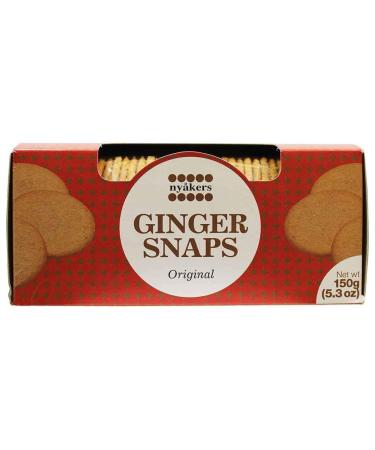 Nyakers Swedish Original Ginger Snaps Cookies - Vegan Cookies - Dairy-Free Snacks - Gourmet Cookies - Food Gift Sets - 150g 2pk