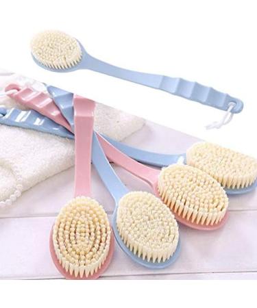 Long Handle Plastic Body Shower Brush Bath Back Cleaning Scrubber - Blue - Buy Online on GoSupps.com