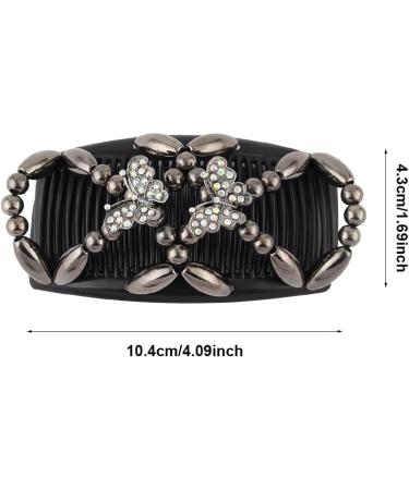 2pcs Magic Elastic Beads Hair Comb - Black White Double Clips for Women Girls | DIY Hair Styling Tool - Buy Online on GoSupps.com