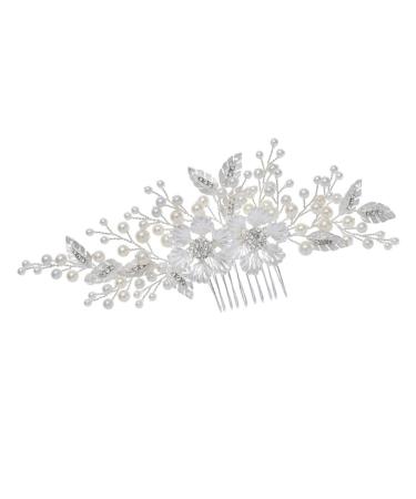 Didiseaon Hair Comb for Bride Hair Flower Combs Flower Hair Comb For Girl Friends Bridal Headwear Easy to Use Hair Comb Rhinestone Comb Pearl Headwear Hair Accessories European and American