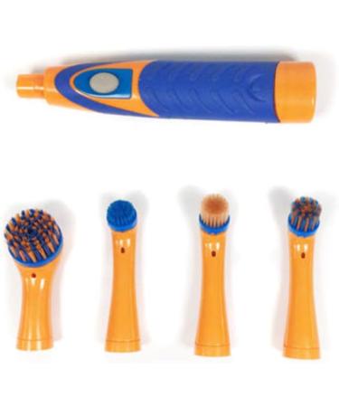 Household Sonic Electric Cleaning Brush Power Scrubber with All Purpose 4 Brush Head Dirt Oil Dust Cleaner (Orange) - Buy Online on GoSupps.com