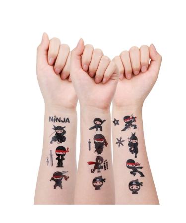 24 Sheets Ninja Temporary Tattoos, Ninja Warrior Birthday Decorations Party Favors
