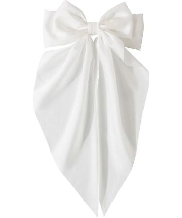 Bows for Women - Satin Elegant Hair Bows with Spring Clip | Large Decorative Hair Barrettes Multifunctional Hair Accessories for Women Females Girls Ladies White - Buy Online on GoSupps.com